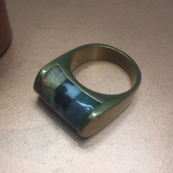 J. Crew ring semi precious stones gold plated Women’s 6 tan grey white - Picture 6 of 6